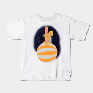 Rabbits Summer Space Swimming Vortex Kids T-Shirt